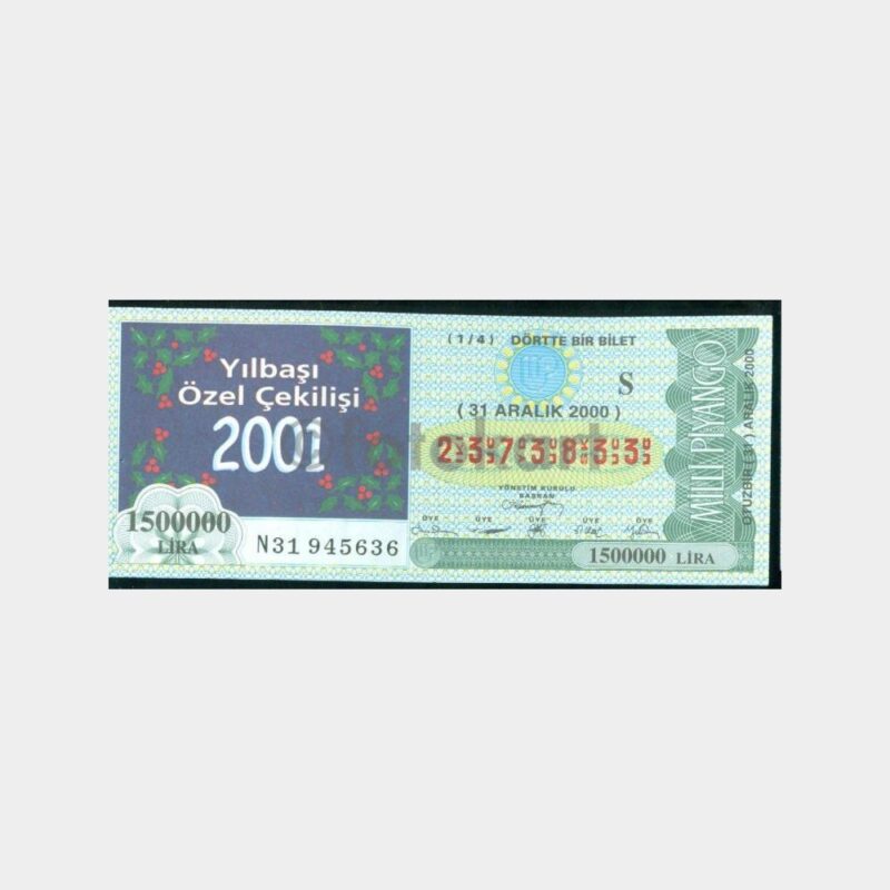 Milli Piyango - 31.12.2000 S-2373833 Yılbaşı