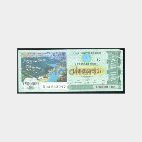 Milli Piyango - 29.01.2004 G-100252 Erzincan Kemaliye