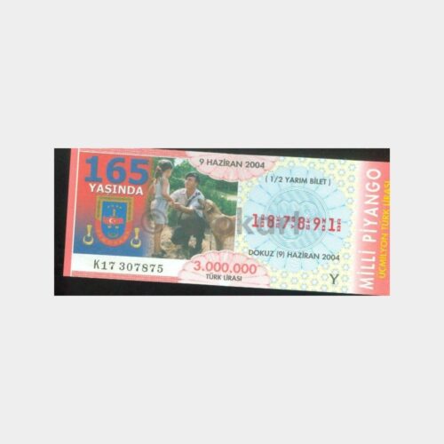 Milli Piyango - 09.06.2004 Y-187891 Jandarma 165 Yıl