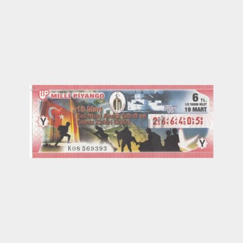 Milli Piyango - 19.03.2009 Y-266405 Çanakkale Deniz Zaferi