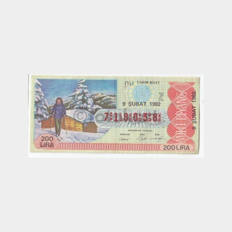 Milli Piyango - 09.02.1982 Z-718038 Kayakçı