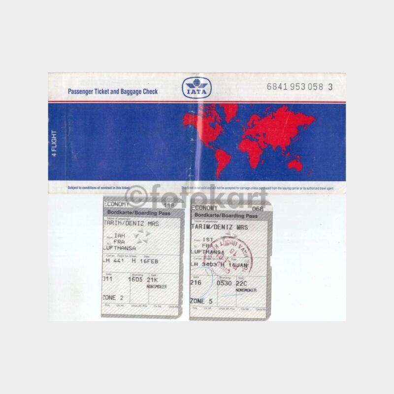 2001 Lufthansa Eski Uçak Bileti