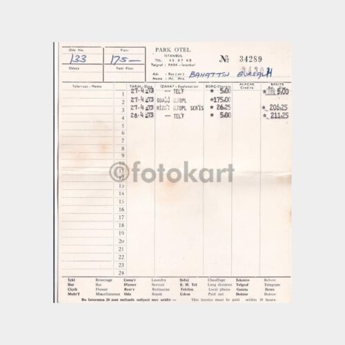 taksim-park-otel-fatura