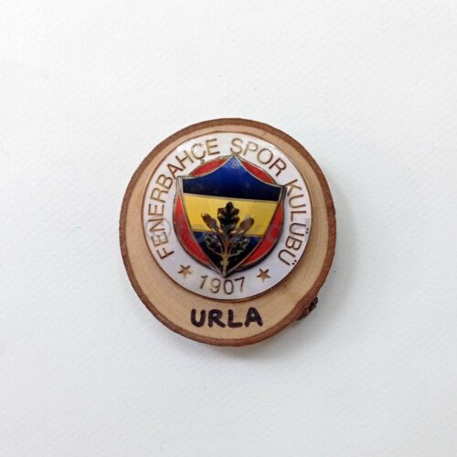 Fenerbahçe Futbol Arma, Ahşap Daire Plaket Magnet (Urla Hatırası)