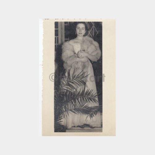 1950 Kürk Giyimli Kadın Stüdyo Fotoğraf