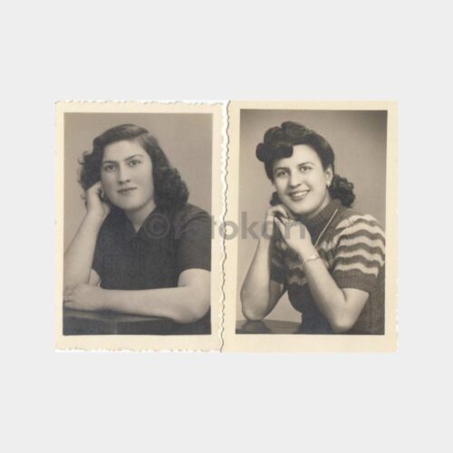 1944 Stüdyo Kadın Portre 2 Adet Fotoğraf