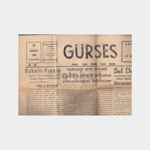 1961 Ordu Gürses Gazetesi (21 Haziran)