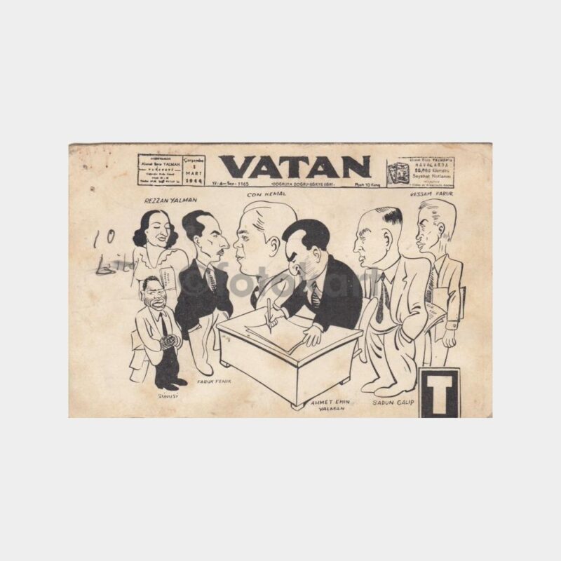 1950 Son Posta Gazetesi Karikatür Kartpostal