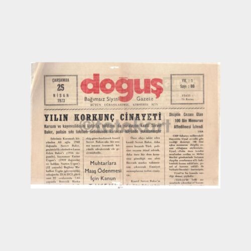 1973 Kırşehir Doğuş Gazetesi (25 Nisan)