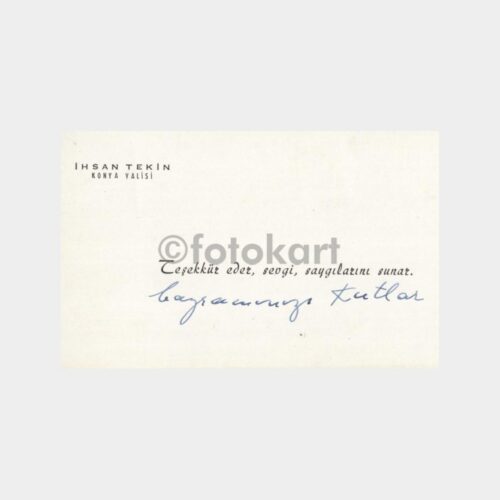 1975 Konya Valisi İhsan Tekin - Tebrik Kartı