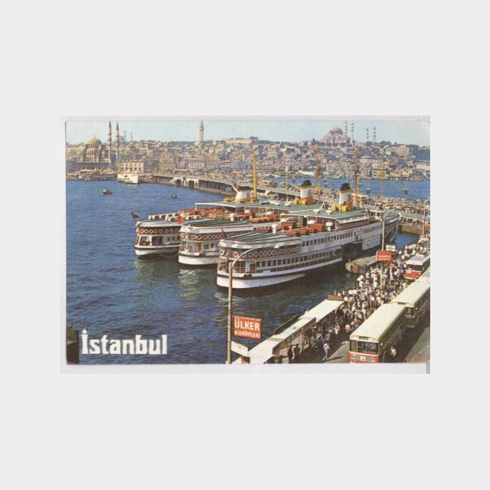 Galata Köprüsü ve Vapurlar Görünüş Kartpostal