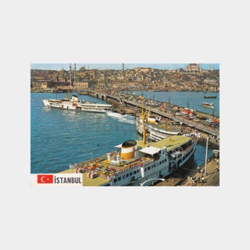 1970 Galata Köprüsü Vapurlar Görünüş Kartpostal