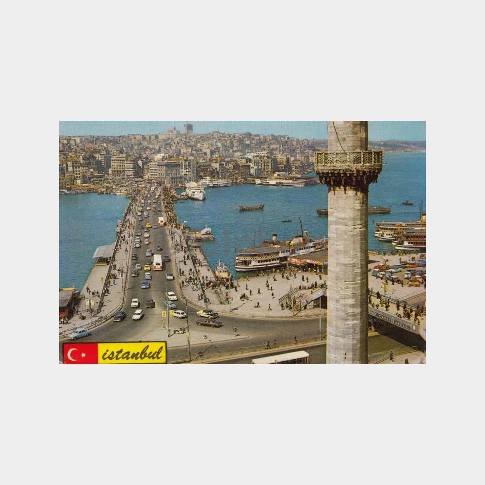 1975 İstanbul Galata Köprüsü Vapurlar Görünüş Kartpostal