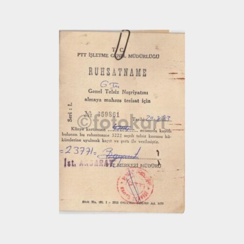 1983 PTT Televizyon Ruhsatnamesi ve 4 Makbuzu