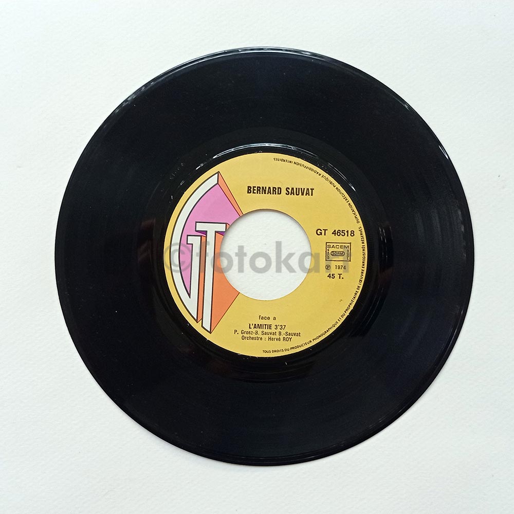 Bernard Sauvat, L'autobus vert avec... L'amitié Fransa Baskı 45'lik Plak - Görsel 3