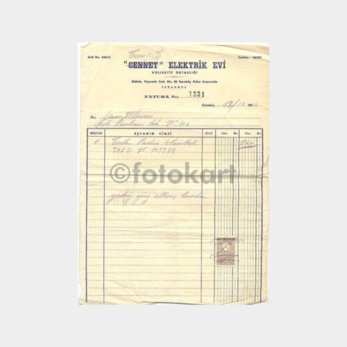 1954 Radyo Faturası