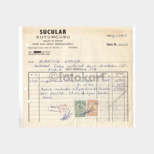 1985 Kapalıçarşı Kuyumcu Faturası