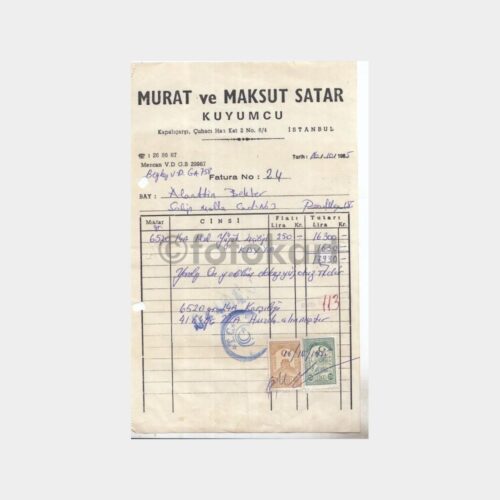 1985 Kapalıçarşı Kuyumcu Faturası