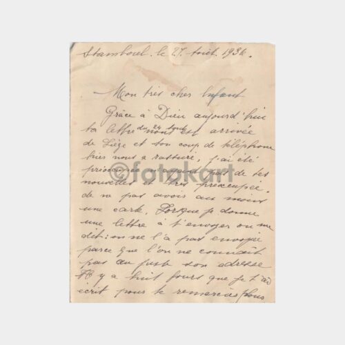 1936 İstanbul Fransızca Mektup (4 Sayfa)