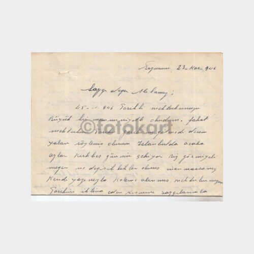 1946 Erzurum Konulu El Yazısı Mektup (4 Sayfa)