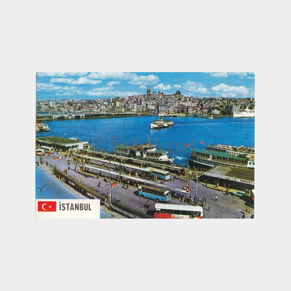 1970 İstanbul Eminönü Vapur Otobüs Görünüş Kartpostal