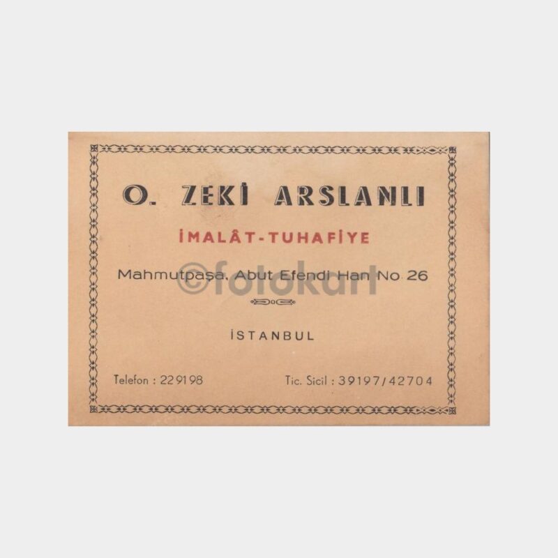 1955 Mahmutpaşa Tuhafiye İşyeri Kartı