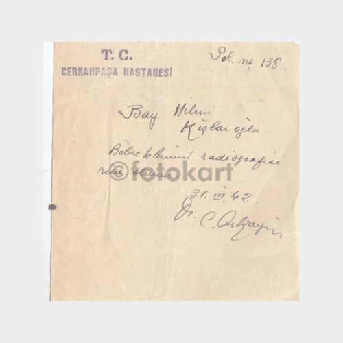 1940 Cerrahpaşa Hastanesi Reçetesi