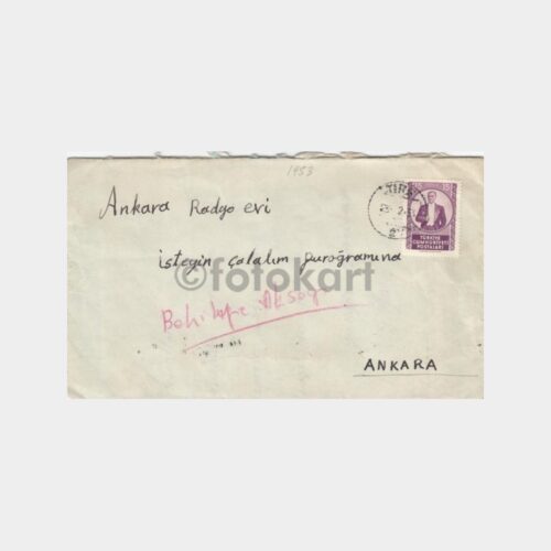 1963 Tire Posta Damgalı Zarf