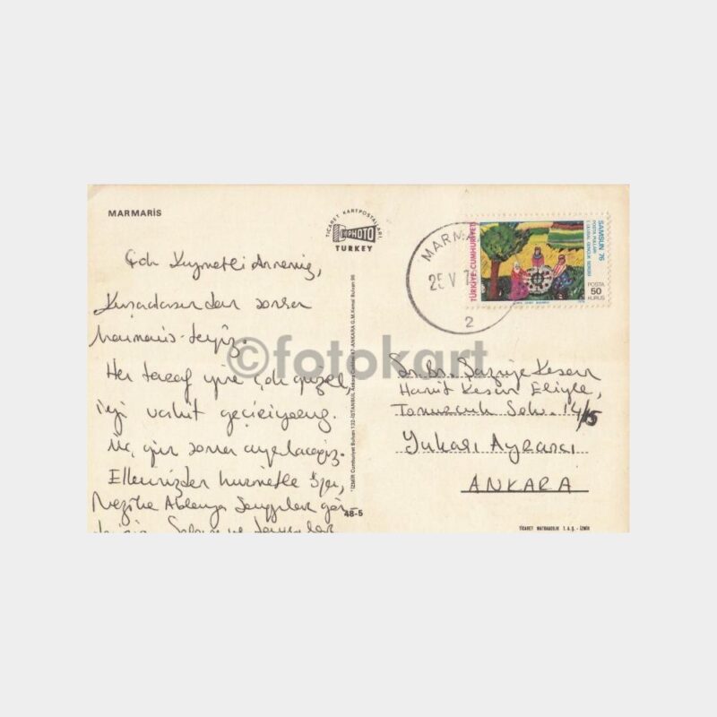 1978 Marmaris Görünüş Posta Damgalı Kartpostal - Görsel 2
