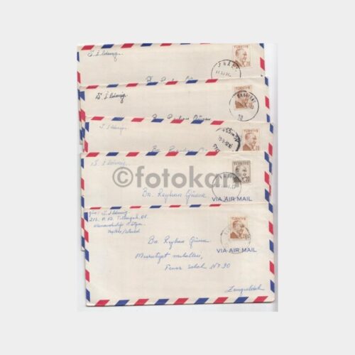 1957 Tarihli 5 Adet Ata Posta Damgalı Zarflar