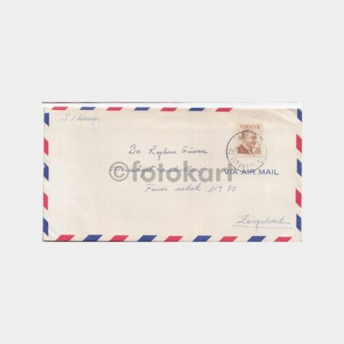 1957 Ata Pullu Posta Damgalı Zarf (Aksaray İstanbul)