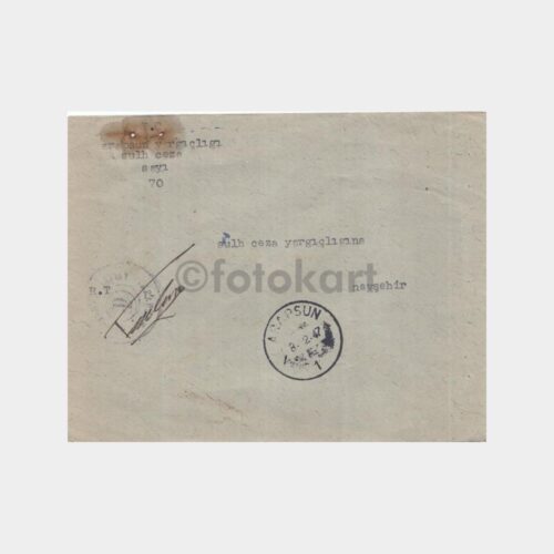 1947 Arapsun Nevşehir Posta Damgalı Zarf