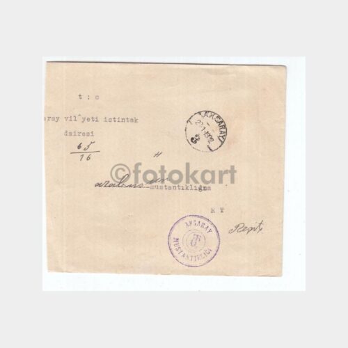 1932 Aksaray Vilayeti Posta Damgalı Zarf