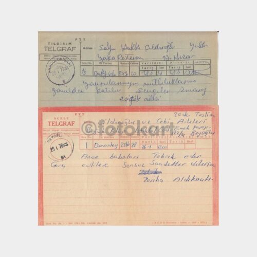 Acele ve Yıldırım 2 Adet Telgraf (Posta Damgalı)