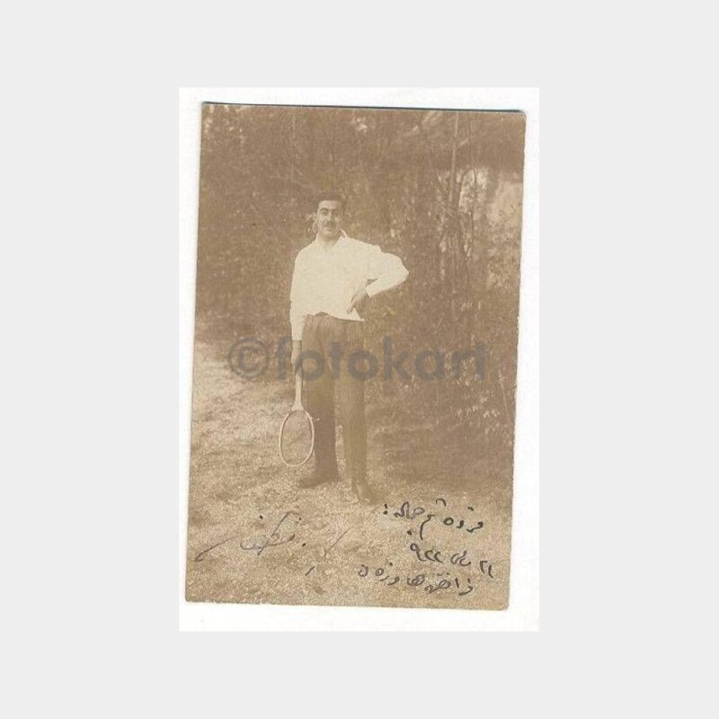 1922 Tenis Raketli Bay Eski Fotoğraf