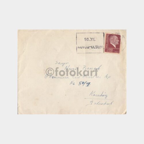 1973 50 Yıl Kutlu Olsun Flam Damgalı Zarf