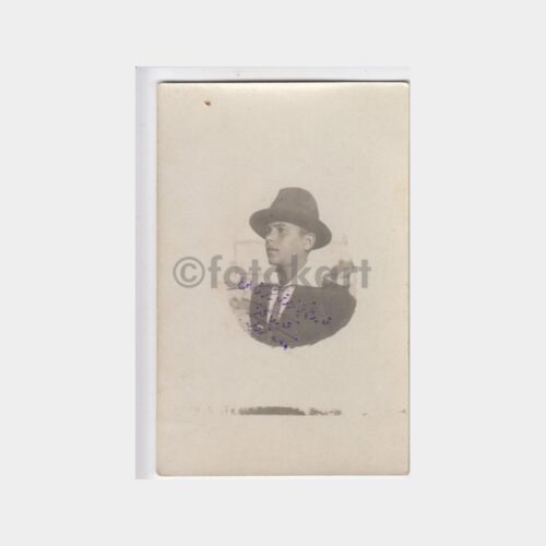 1929 Fötr Şapkalı Genç - Üzeri Yazılı Fotoğraf