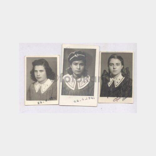 1941 Liseli Kız Öğrenci 3 Adet Vesikalık Fotoğraf