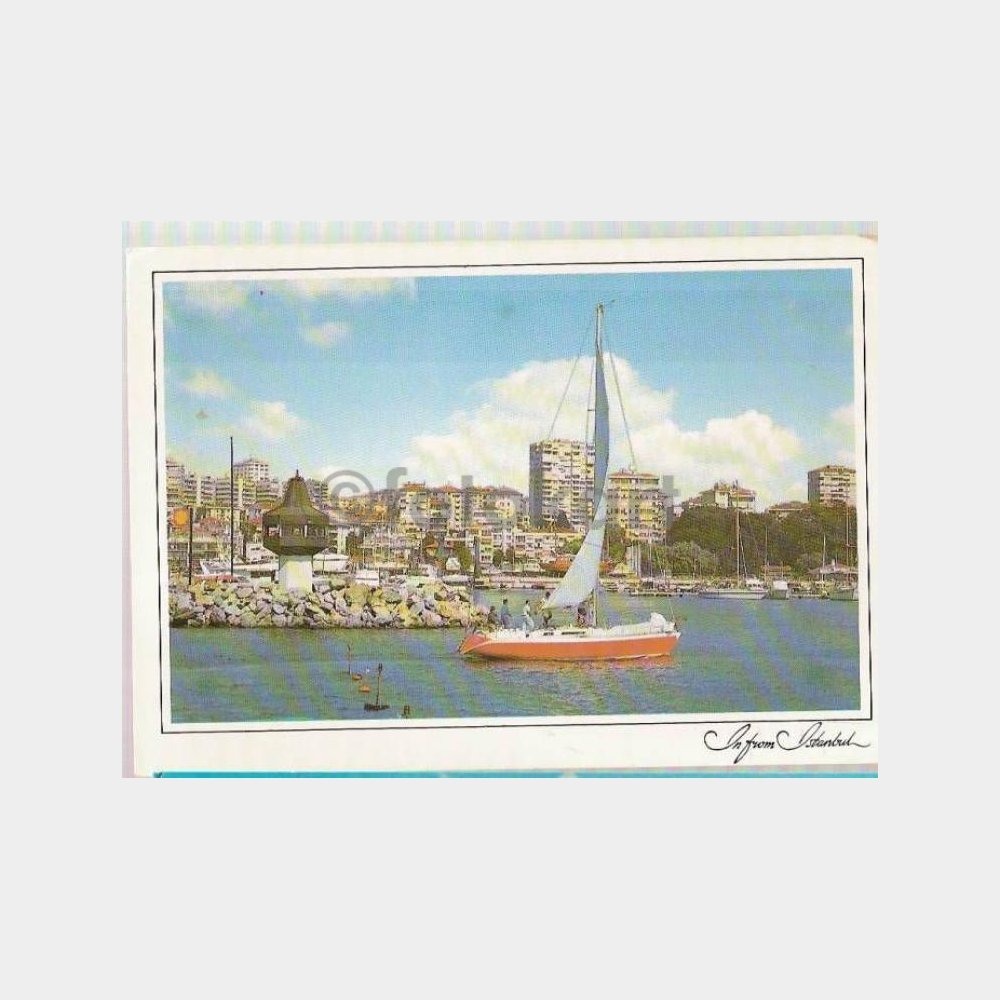 İstanbul - Boğazda Yelkenli Kartpostal