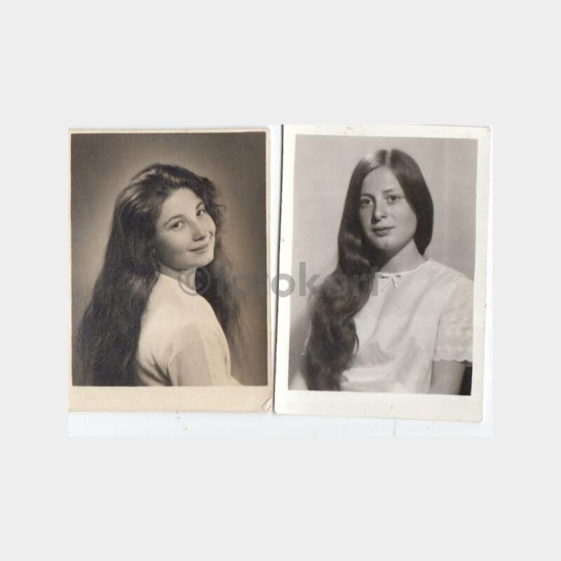 1970 Uzun Saçlı Kız Konulu 2 Adet Fotoğraf