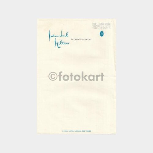 1958 İstanbul Hilton Otel Antetli Kağıdı