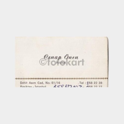 1970 Beşiktaş Avukat Konulu Kartvizit