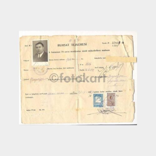 1943 İstanbul Beyazıt İşyeri Ruhsat Tezkeresi