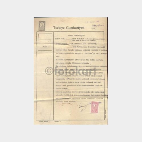 1953 Fatih Noterliği İhtarname