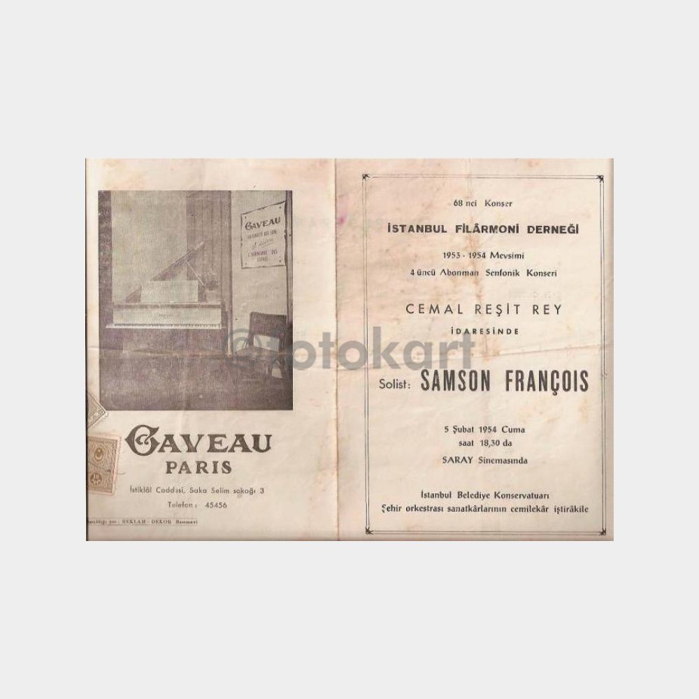 1954 İstanbul Filarmoni Orkestrası Programı