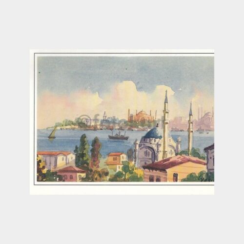 Ressam G. Vahit - Camiler Tablo Konulu Tebrik Kartı