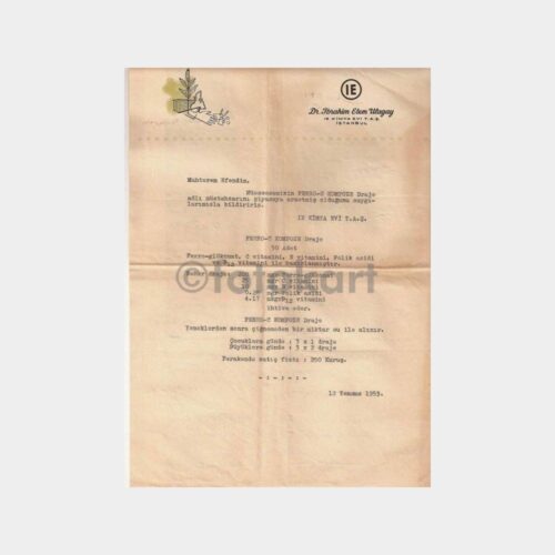 1953 İbrahim Etem İlaç Tanıtım Yazısı