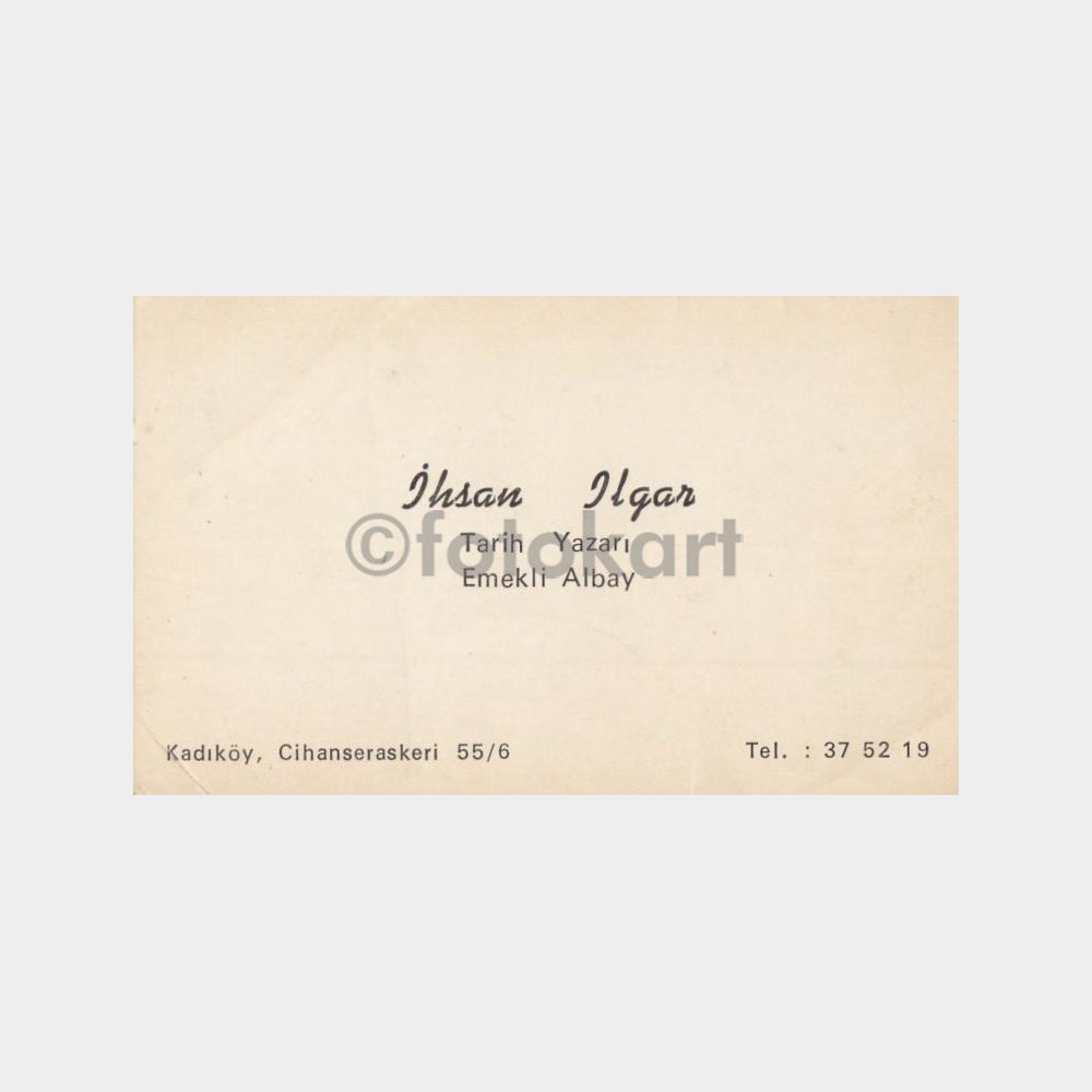 Tarihçi İhsan Ilgar Kartviziti