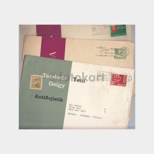 1959 İlaç Tanıtım Pullu Damgalı Zarflar (5 Adet)