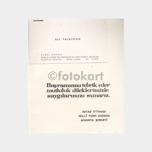 1970 İmtaş Türk Sigorta Tebrik Kartı